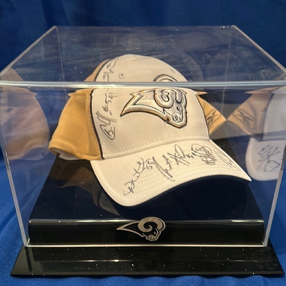Saint Louis Rams autographed hat from 2005 in case